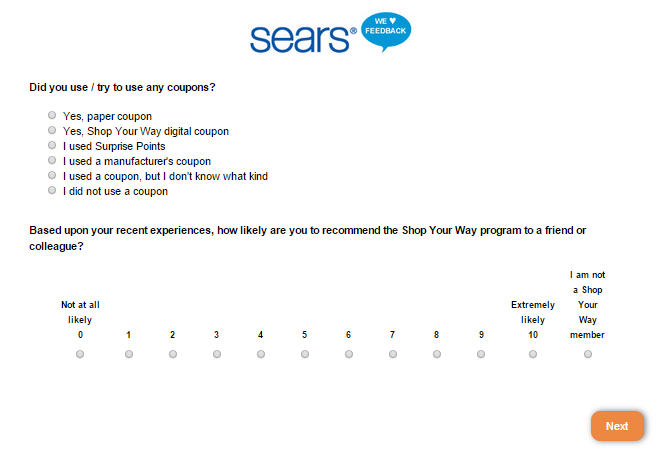 SearsFeedback Survey Completion Guide
