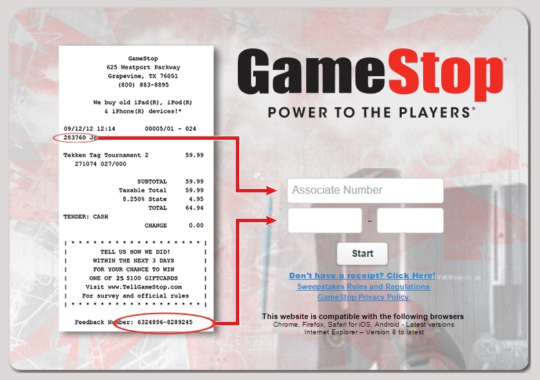 The TellGameStop survey completion guide also provides information about the receipt.