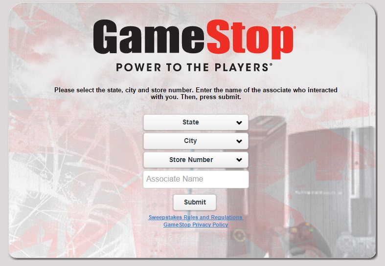 The GameStop survey can also be completed without a receipt.
