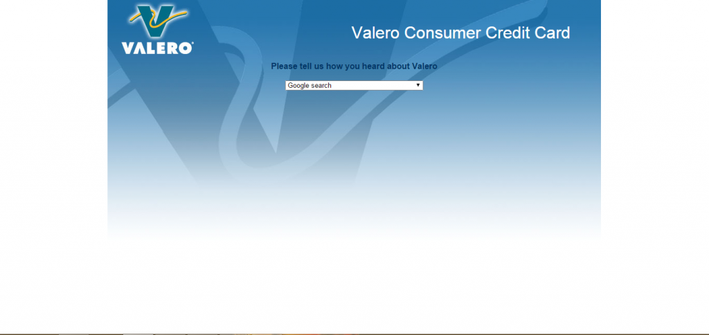 Valero credit card application Page