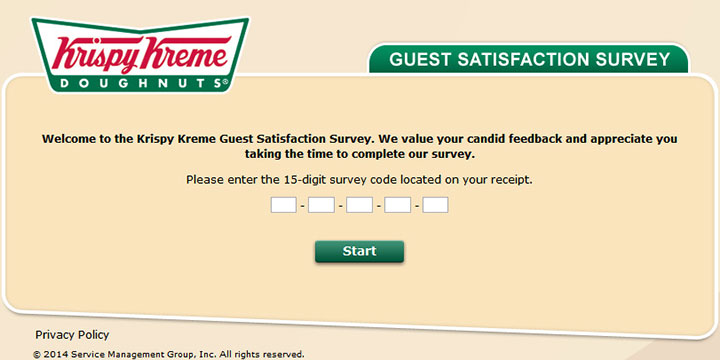 Krispy Kreme survey page
