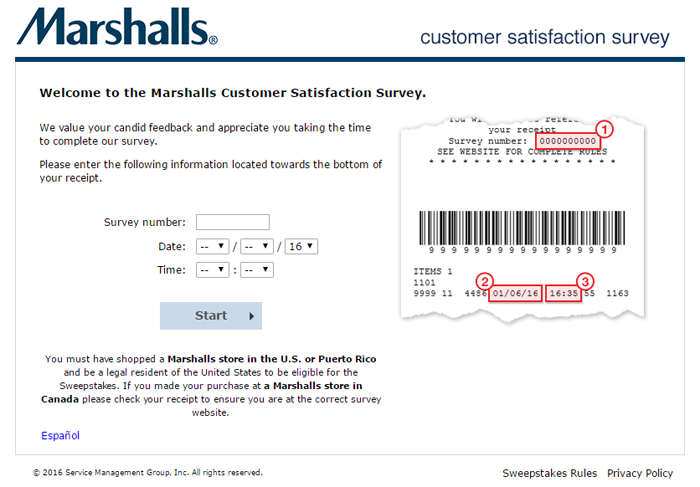 Marshalls Feedback Survey Page