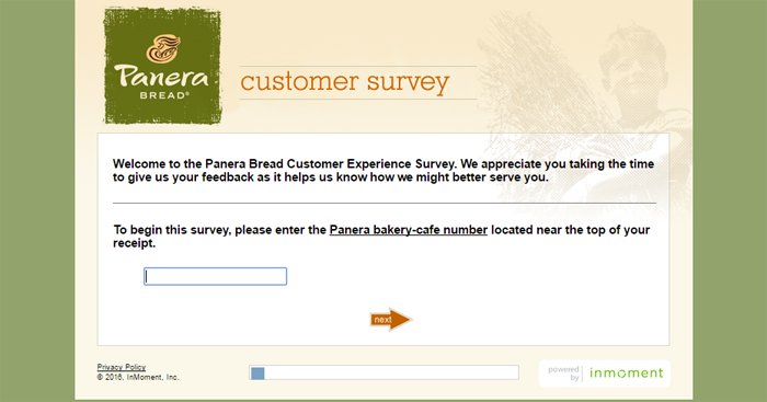 Panera Bread Survey Page