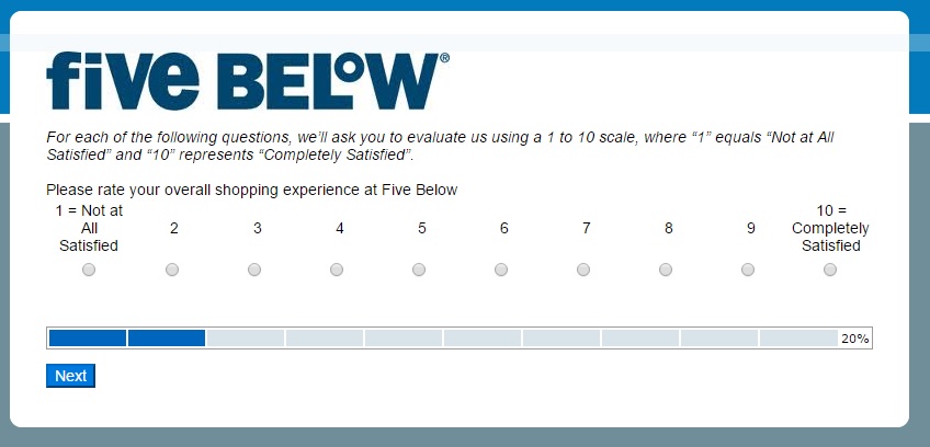Five Below survey step 3