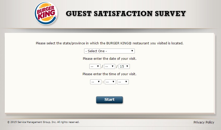 The MyBKExperience Burger King survey step 2