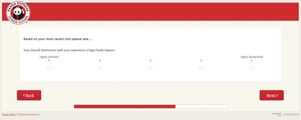 There are several questions included in the Panda Express Survey.