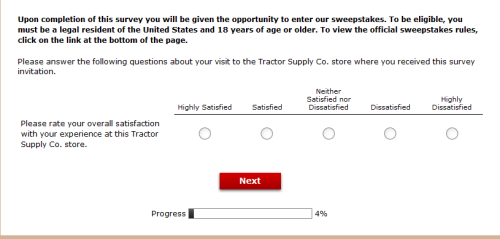 The Tractor Supply Survey includes multiple questions.