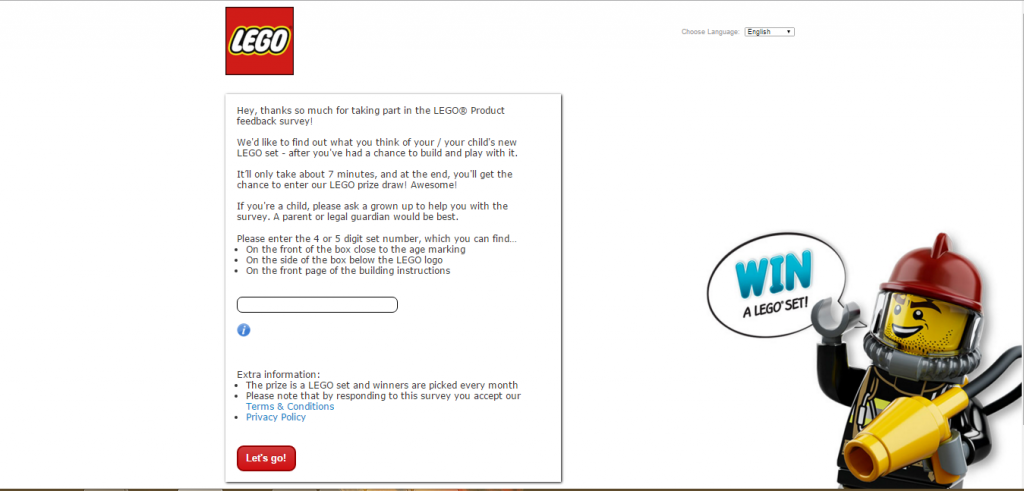 Lego Survey Page
