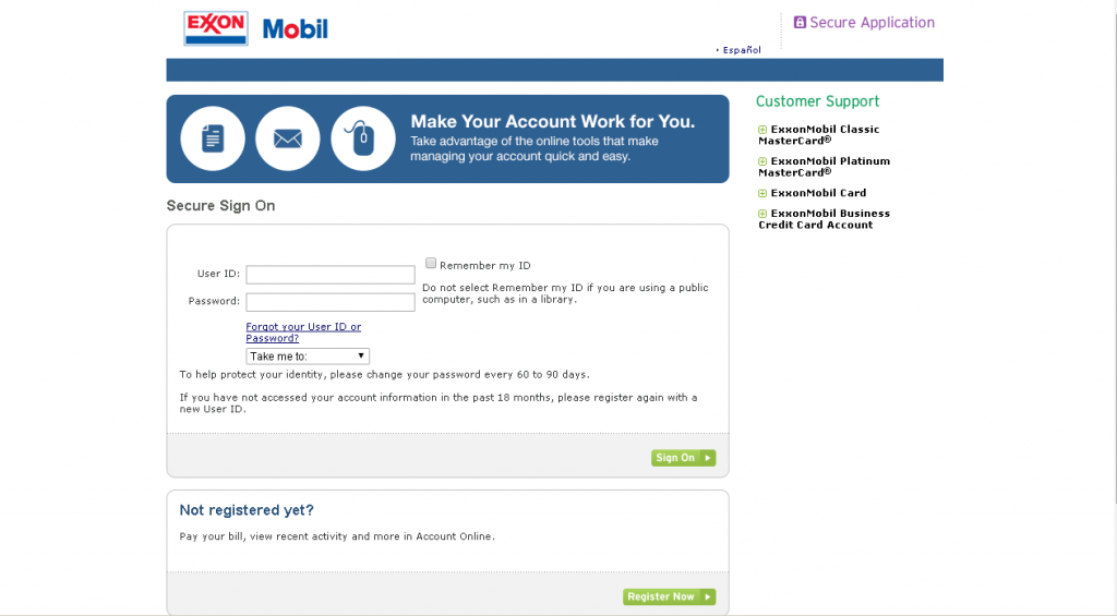 ExxonMobil Account Online Application