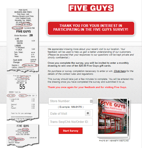 five guys survey