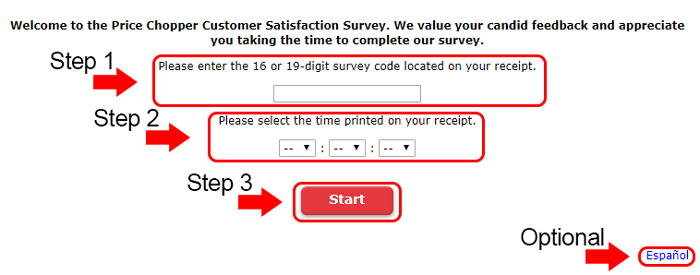 price chopper survey receipt validation